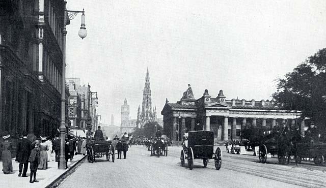 W R & S Ltd prhotograph from around the early 1900s  -  Looking to the east along Princes Street from the New Club