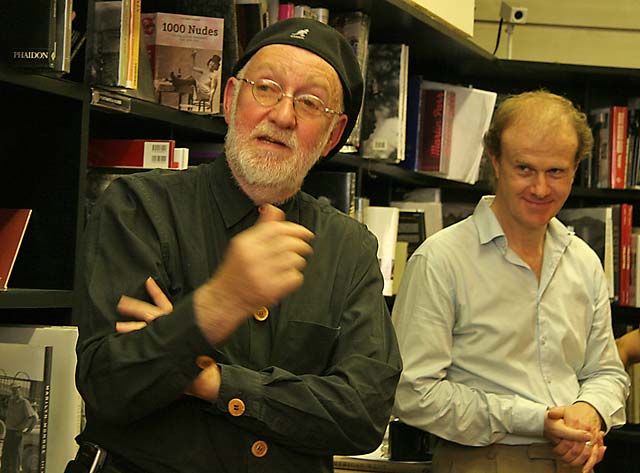 Albert Watson giving a talk on his photography at 'Beyond Words' book shop on the opening day of his exhibition in Edinburgh - July 29, 2006 AND Neil McIlwraith, owner of 'Beyond Words' bookshop