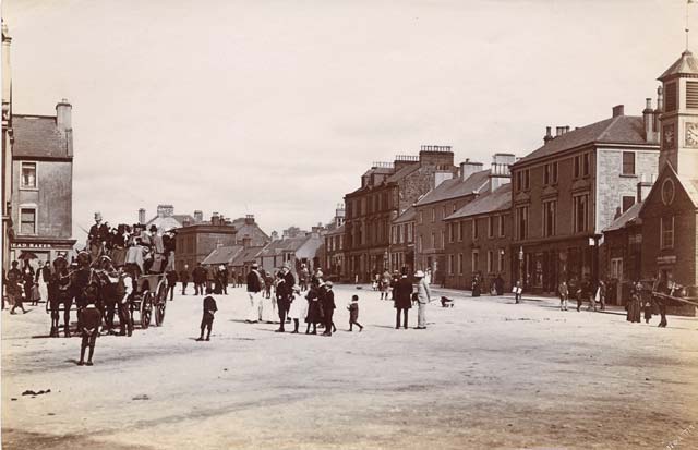Albumen Print of the High Street in Moffat, with Stage Coach  -  photographed by John Weir