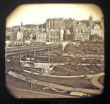 George Washington Wilson  -  Lantern Slide  -  Edinburgh Old Town and Waverley Bridge