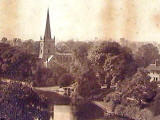 Zoom-in to an A W Elson Photograph  -  river and church  -  Where is it?