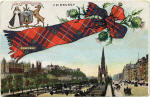 B & R Postcard  - Princes Street, looking west, with Fraser tartan