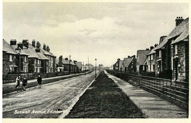 One of a Set of 8 postcards in 'Goldenacre' series,  published by Burns Stationery Depto, Goldenacre, Edinburgh  -  Boswall Avenue