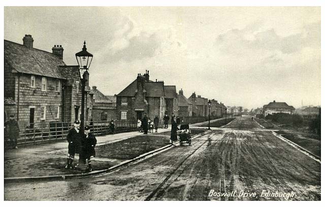 One of a Set of 8 postcards in 'Goldenacre' series,  published by Burns Stationery Depto, Goldenacre, Edinburgh  -  Boswall Drive