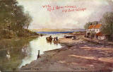 Postcard of Cramond, with a greeting  -  Castle Series from an un-named publisher