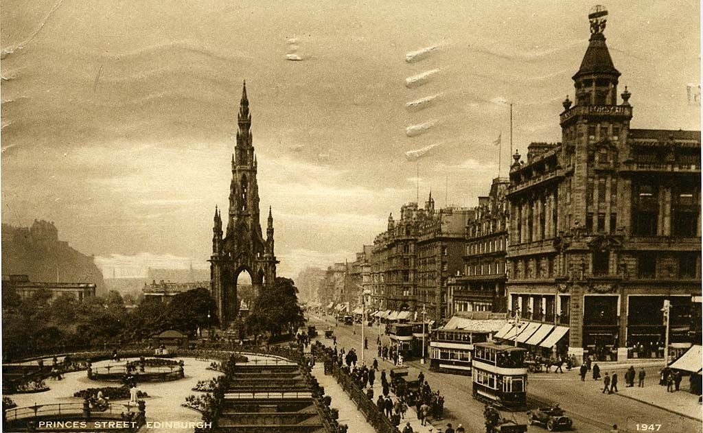 Postcard by A R Edwards & Son  -  Looking to the west along Princes Street from the North British Hotel