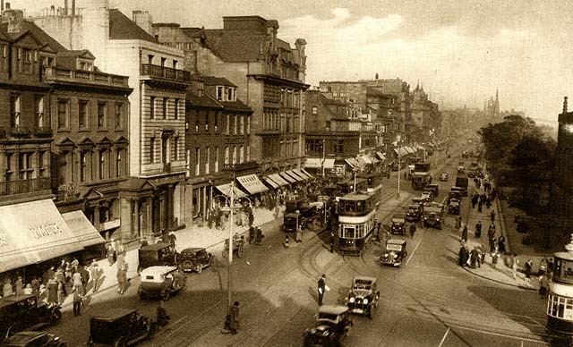 Postcard by AR Edwards & Son - Looking to the east along Princes Street from the West End