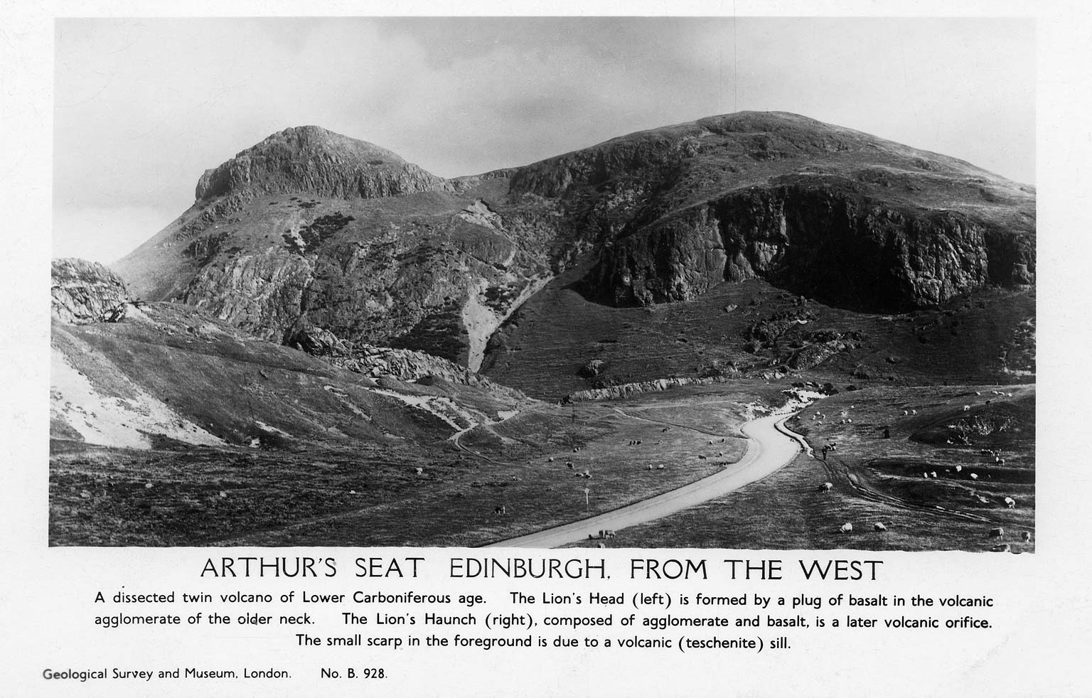 Postcard published by Geological Survey and Museum, London  -  Arthur's Seat, Edinburgh, from the West
