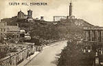 Hartmann Postcard of Calton Hill and Rock House with a Trade Advertisement for Postcards on the back