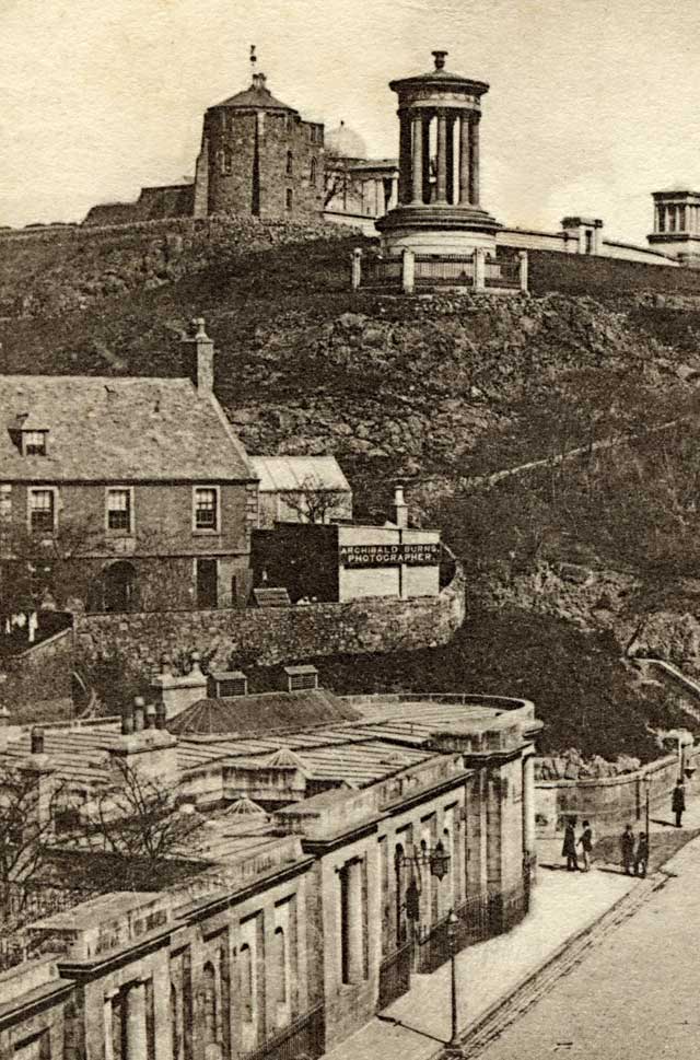 Zoom-in on detail from a  Hartmann Postcard of Calton Hill and Rock House