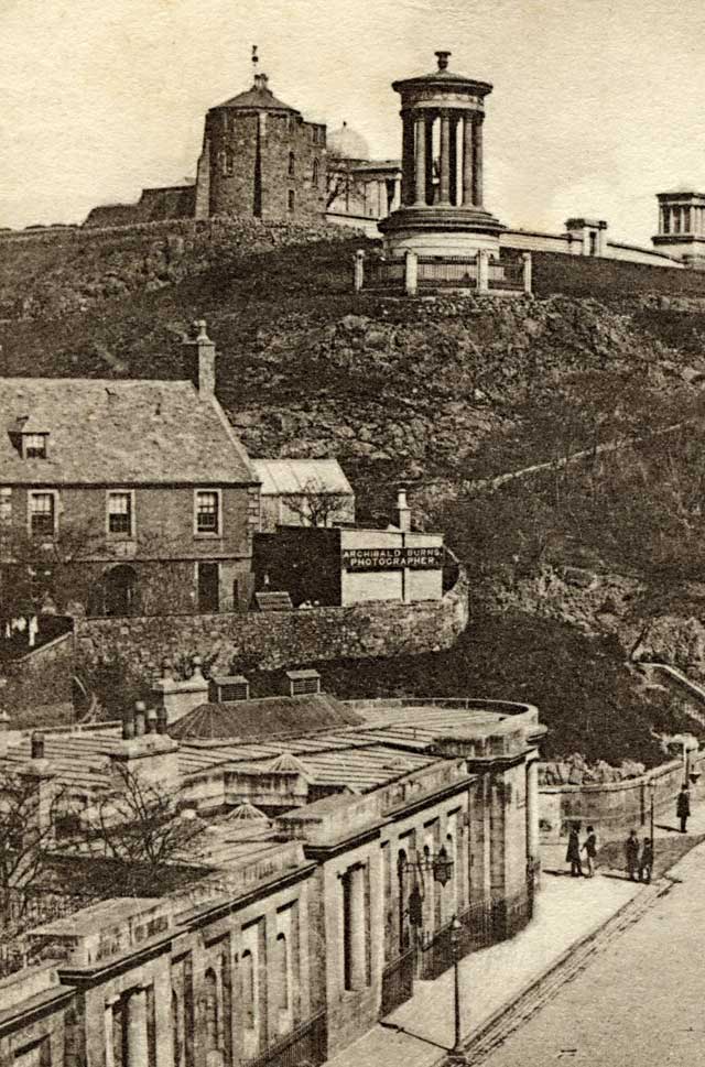 Zoom-in on detail from a Hartmann Postcard of Calton Hill and Rock House