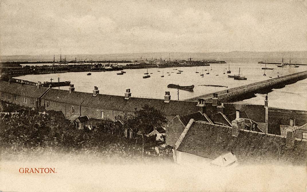 Enlargement of a Postcard  by Hartmann  -  Granton Eastern Harbour