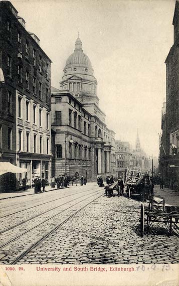 Postcard  by Hartmann  -  Edinburgh University and South Bridge