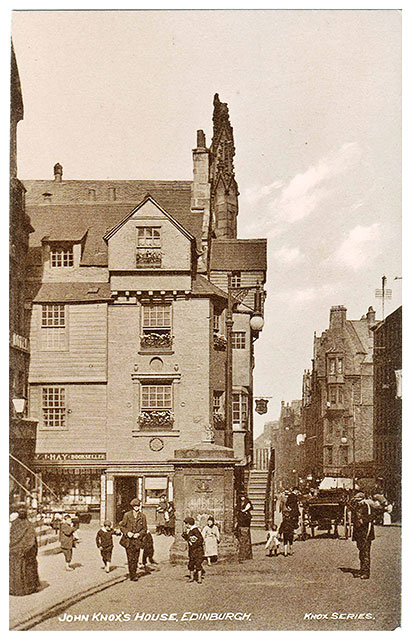 John Knox House and Well in the Royla Mile, Edinburgh  -  A Postcard by W J Hay in the 'Knox Series'