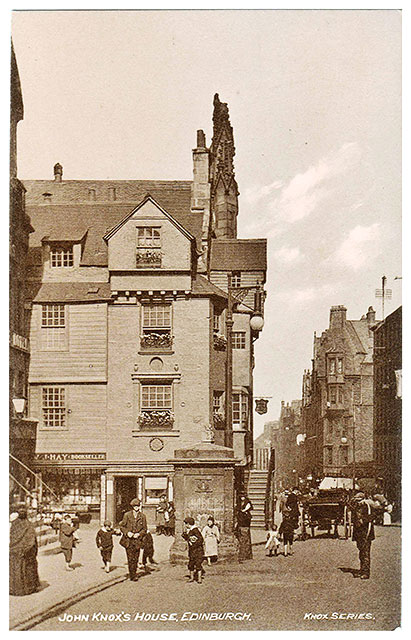 John Knox House and Well in the Royla Mile, Edinburgh - A Postcard by W J Hay in the 'Knox Series'
