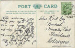 The back of a postcard by Alex A Inglis  -  Cramond, Fair A Far cottages