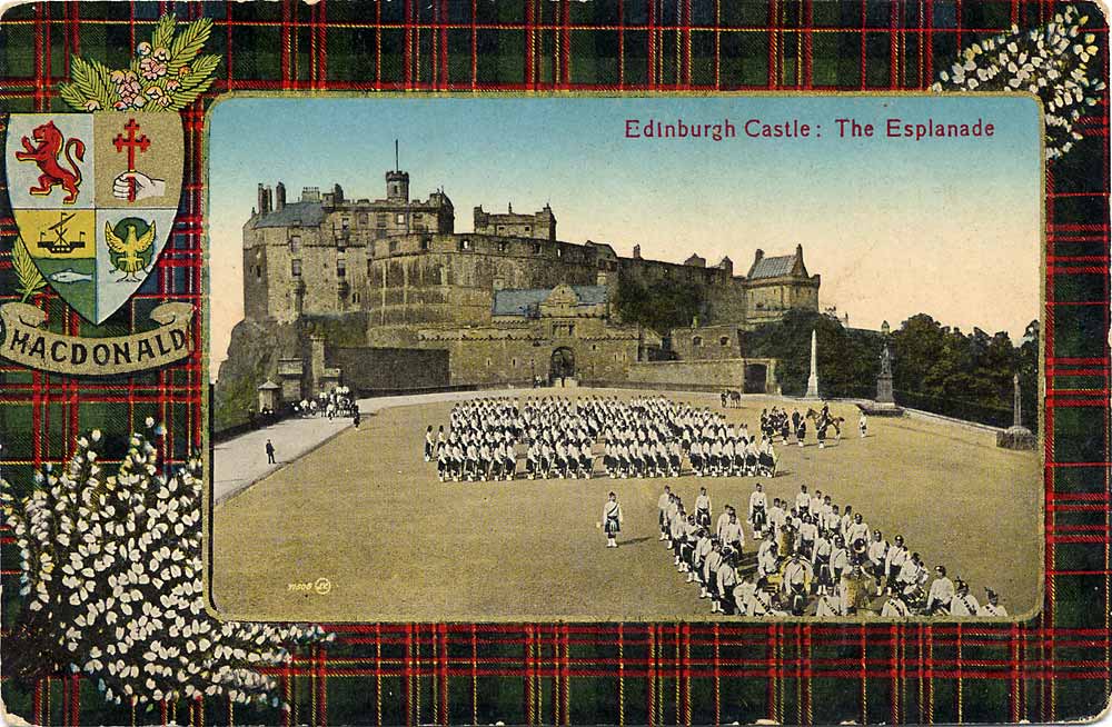 J M Postcard  -  Caledonia Series  -  Edinburgh Castle - The Esplanade