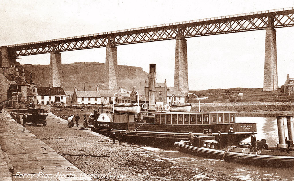 The Queensferry Passage:  The ferry boat, 'Woolwich' at  North Queensferry  -  A postcard in JM & Co Ltd's Caledonia Series, posted in 1914.