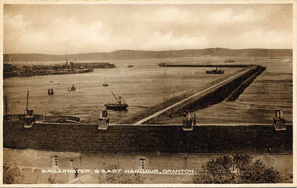 Enlargement of a J M postcard  -  Caledonia series  -  Granton East Breakwater and Harbour