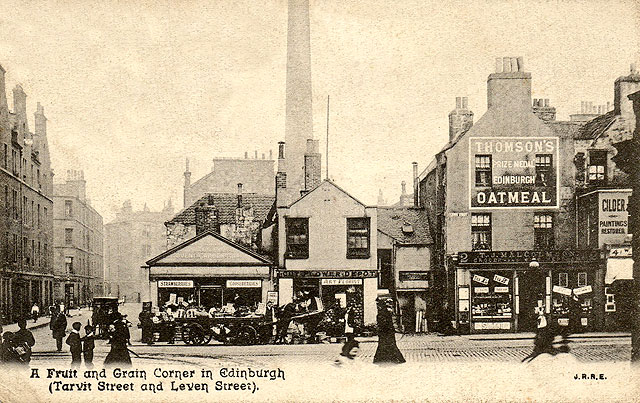 Postcard by J R Russell, Edinburgh (JRRE) - Leven Street and Teviot Street, Tollcross