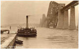 The Forth Rail Bridge and the ferry boat, Forfarshire, on the Queensferry Passage at South Queensferry  -  some time between 1904 and 1922
