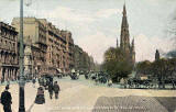 'National Series' postcard  -  Scott Monument and Princes Street from Foot of Mound