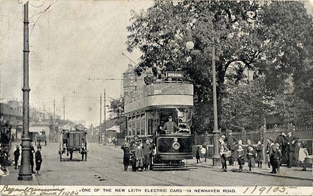 Newhaen Road  -  One of the new electric trams in 1905