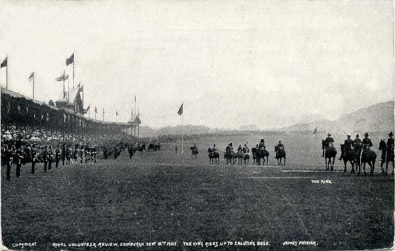Postcard  -  James Patrick  -  Royal Volunteer Review 1905,  including the King