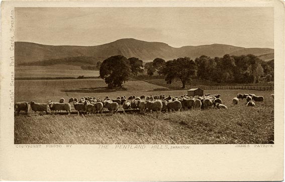 Postcard  -  James Patrick  -  Castle Series  -   The Pentland Hills, Swanston