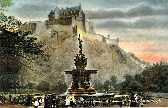 The Ross Fountain in Princes Street Gardens  -  Coloured Postcard  -  PPC Philco Series