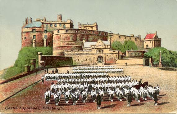 Postcard in P W & M Vello Series - Edinburgh Castle Esplanade