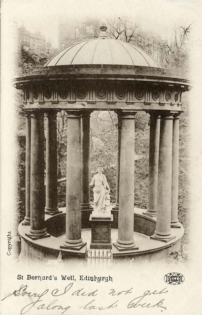 St Bernard's Well beside the Water of Leith  -  Black and white Postcard in PWM Vello Series