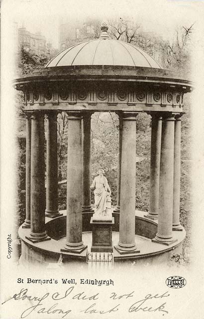 St Bernard's Well beside the Water of Leith - Black and white Postcard in PWM Vello Series