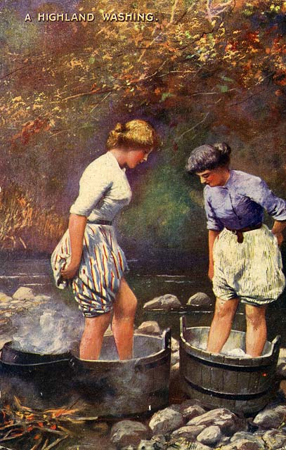 Valentine 'Artotype' Postcard  -  A Highland Washing