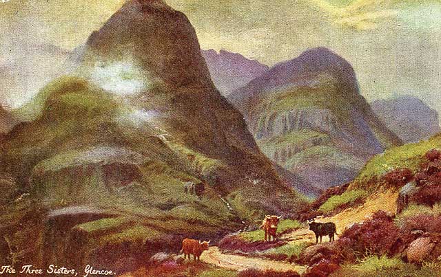 Raphael Tuck 'Oilette' postcard  -  The Three Sisters, Glencoe