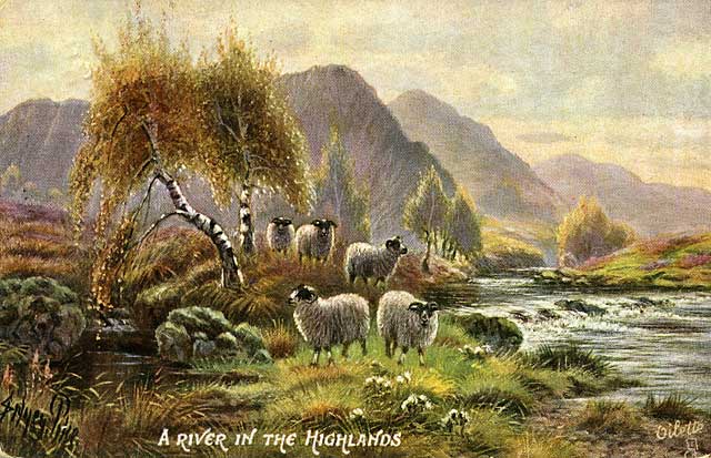 Raphael Tuck's 'Oilette' postcard  -  A River in the Highlands