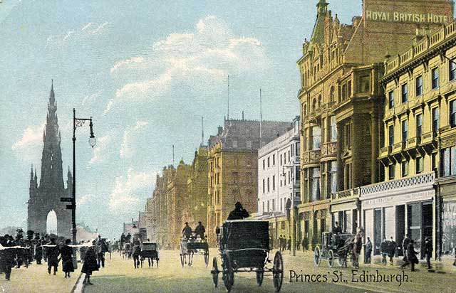 Postcard published by Shurey's Publications - Princes Street Looking West from Waverley