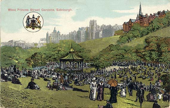 Patrick Thomson postcard - Princes Street Gardens - Bandstand