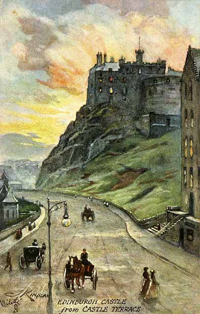 Raphael Tuck "Oilette" postcard  -  Edinburgh Castle from Johnstone Terrace