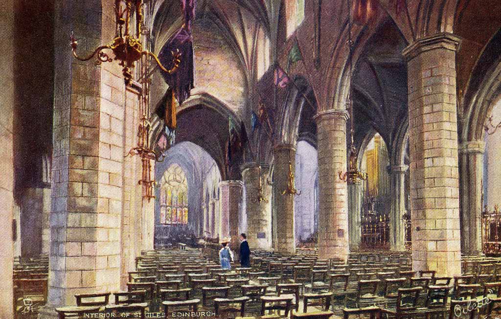 Raphael Tuck "Oilette" postcard  -  St Gile's Church interior