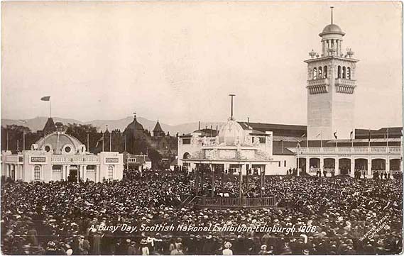 A Valentine "XL Series Real Photograph" Postcard of a Busy Day at the Scottish National Exhibition, Edinburhgh, 1908
