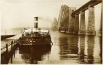 The Forth Rail Bridge and the ferry boat, Dundee, on the Queensferry Passage at South Queensferry  -  between 1920 and 1948