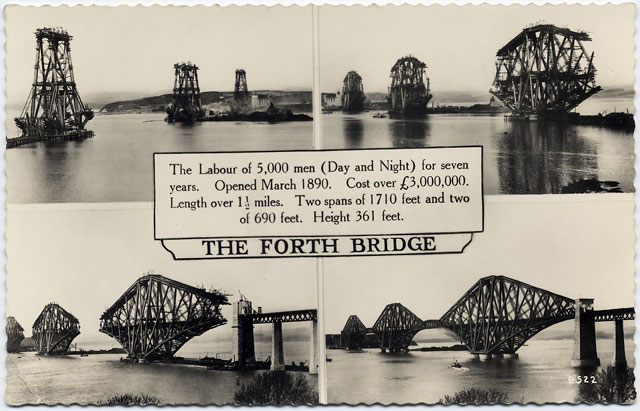 Postcard by Valentine  -   The Forth Bridge under construction