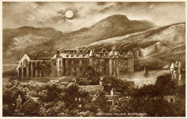 Valentine Postcard - Holyrood Palace and Arthur's Seat in Holyrood Park - 1923 - Photogravure