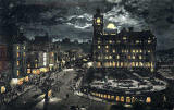 Valentine's Postcard  -  Moonlight Series  -  The East End of Princes Street and the North British Hotel  -  black + white