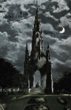 Postcard by Valentine -  Moonlight series  -  The Scott Monument, Crescent Moon  -  Posted 1904