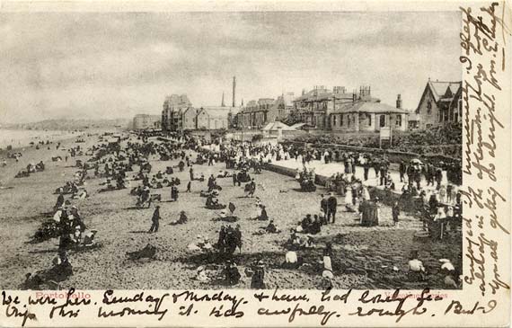 Portobello Beach and Promenade - A Valentine Postcard, posted 1903