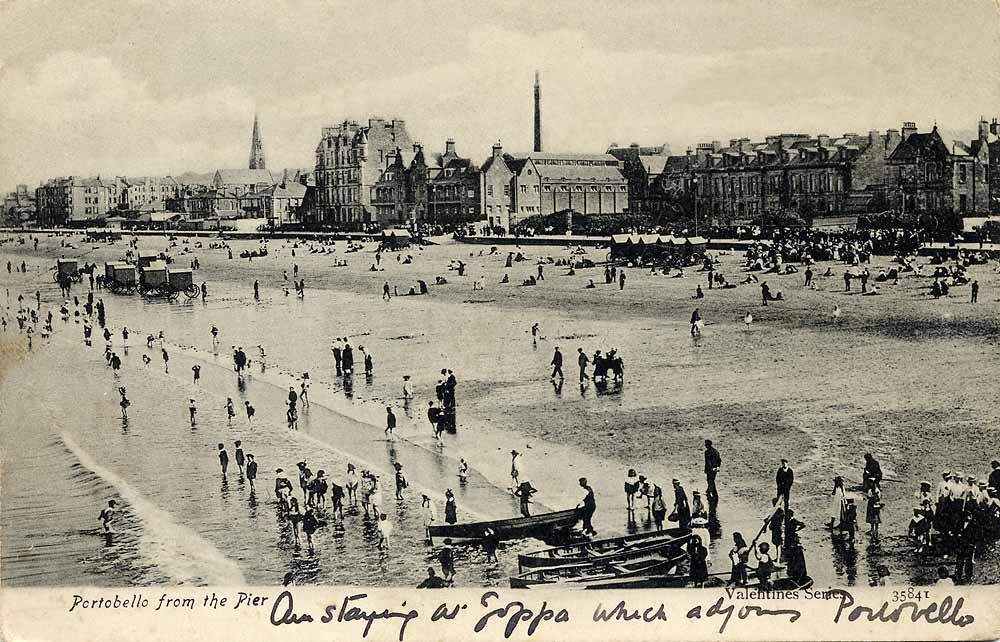 Enlargement of a view of Portobello Portobello from the Pier  -  A Valentine Postcard, posted 1906