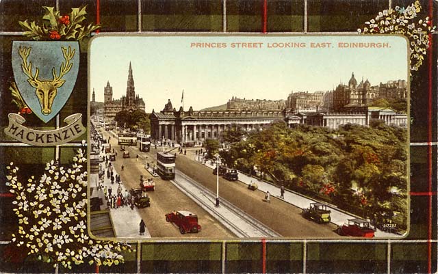 Valentine Postcard  -  View to the east along Princes Street, from an upper floor in Princes Street, close to the junction with Frederick Street -  1932