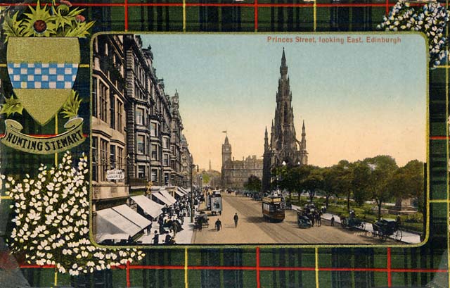 Valentine Postcard  -  View to the east along Princes Street, from an upper floor in Princes Street, from the foot of the Mound  -  1905